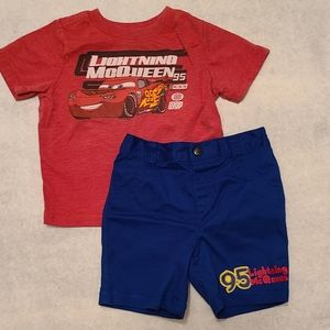 Disney Lightning McQueen tee shirt and shorts